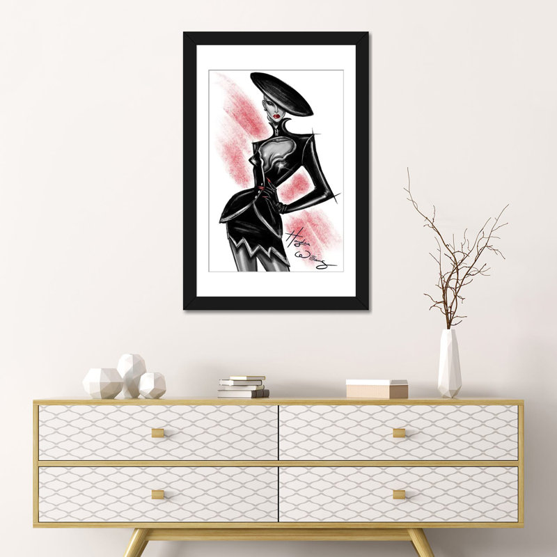 Femme fatale, Noir, Papier à cadre ouvert avec passe-partout, H 24 po x l 16 po