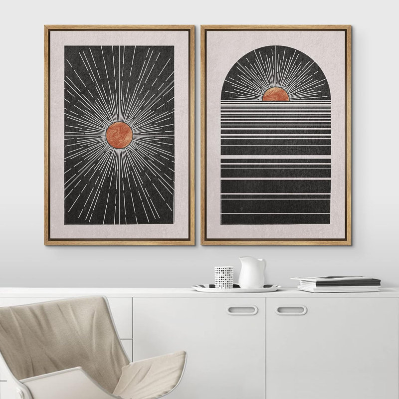 Sun And Moon 2 - Pieces, 36" H x 48" W, Natural