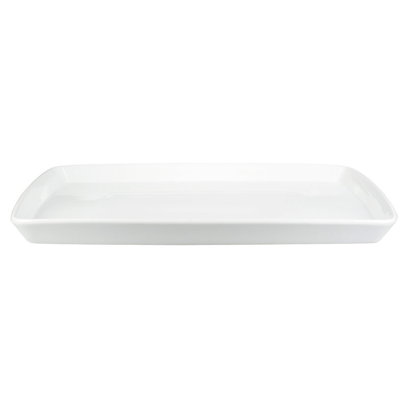 White Ceramic Rectangular Serving Platter, 18-Inch