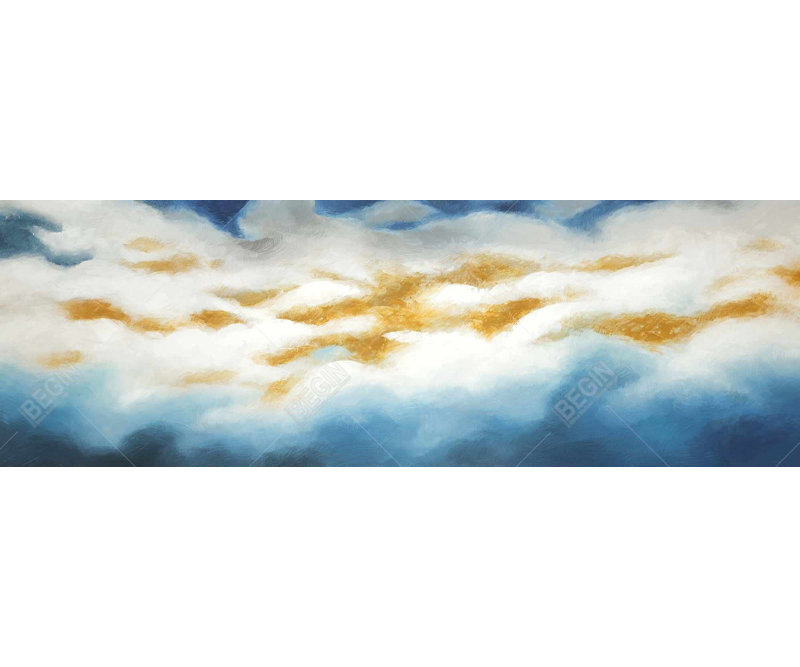 Toile abstraite avec nuages - motif contemporain bleu