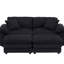 Canapé en velours côtelé 2 places avec 2 coussins de dossier, 2 coussins décoratifs et deux repose-pieds, Canapé confortable pour salon-351782736