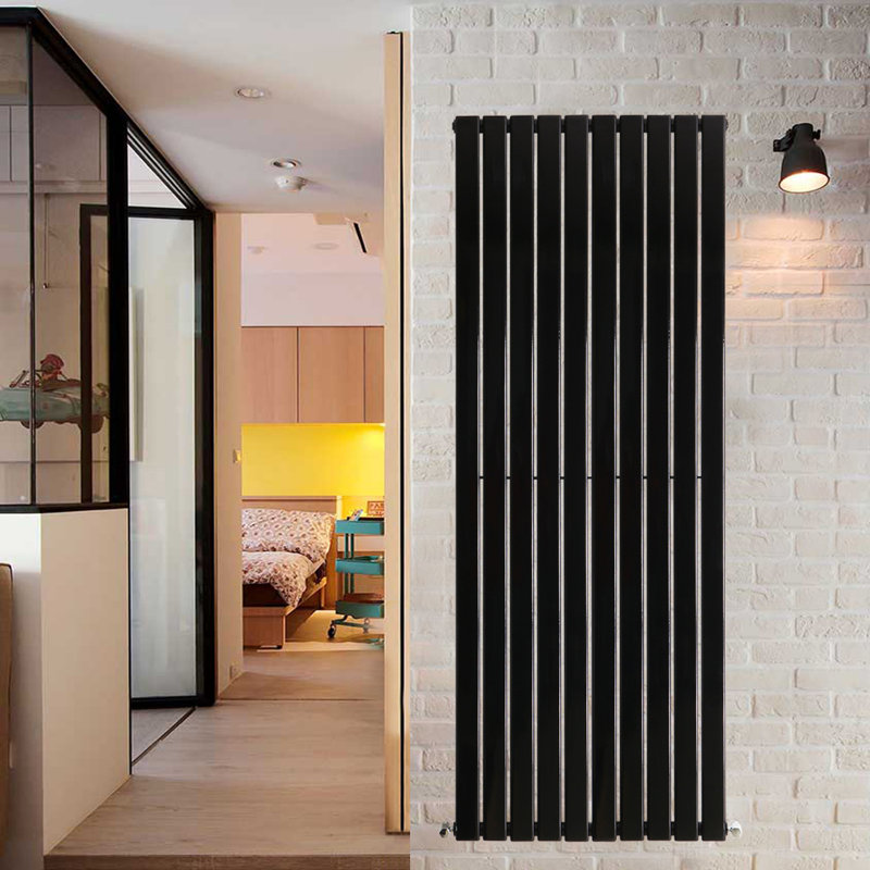 Shonnard Vertical Single Flat Panel Radiator, Normal Black, 160cm H x 54.4cm W