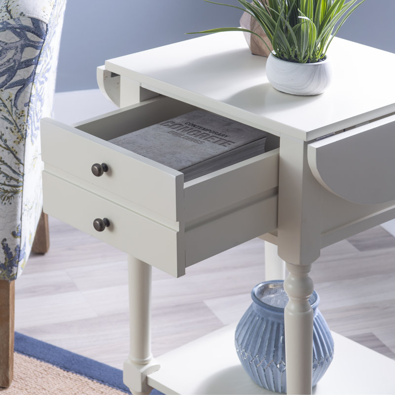 Table de bout avec rangement Tolland, Blanc