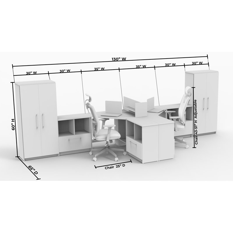 Laela Rectangle 2 Person Benching Workstation