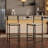 Set of 2 kitchen bar stools with footrest, paper rope weave counter height dining chairs, style b-1673458866