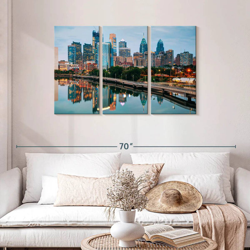 Silhouette de Sireci, Philadelphie et rivière Schuylkill, H 28 po x l 45 po