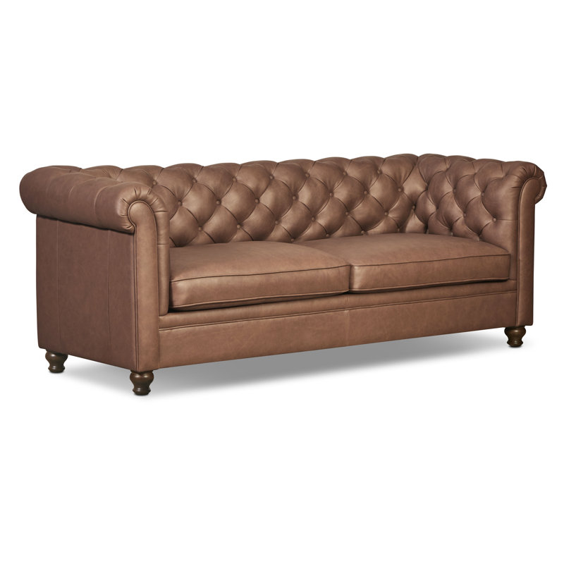 Melfi Full-Grain Genuine Italian Leather Sofa, Caramel Brown