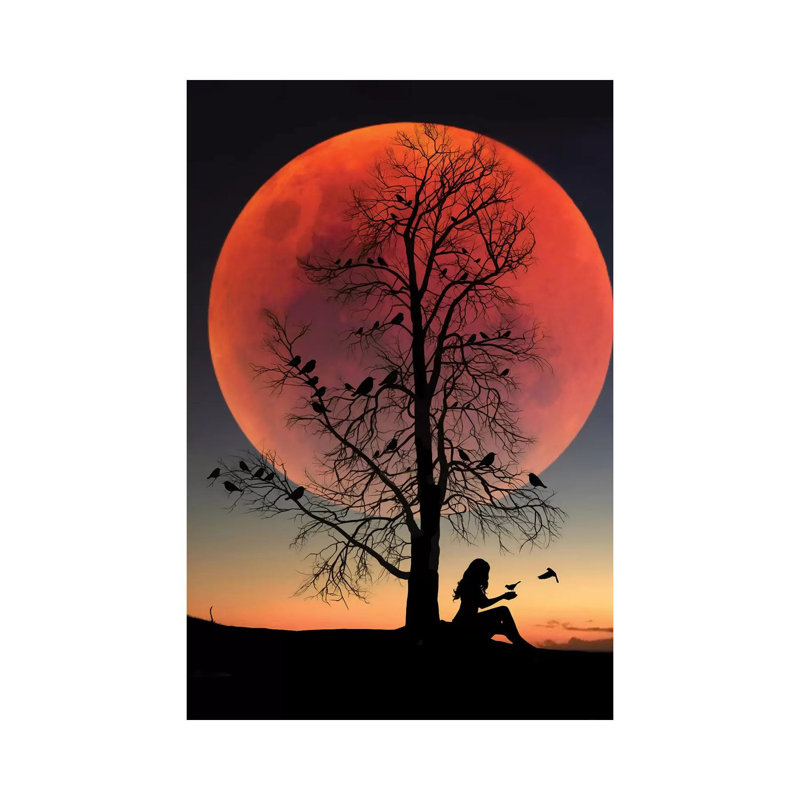 Oiseaux d’arbre par Abdullah Evindar-reproduction de photo, Toile tendue, H 26 po x l 18 po x 1,5 po, Pas de tapis