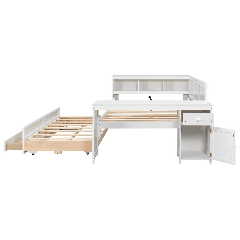 Daybed With Storage Shelves, White