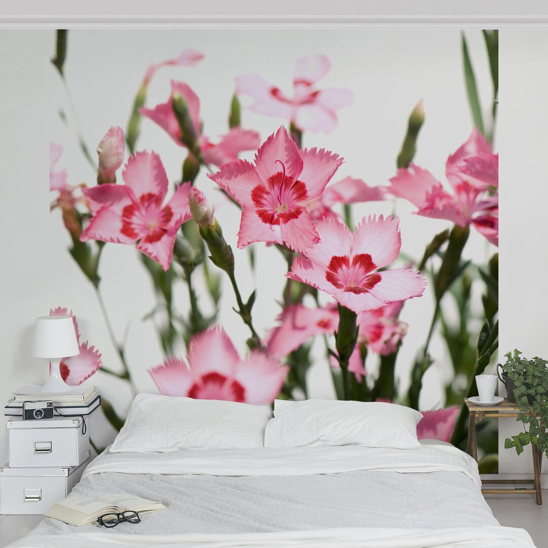 Matte Tapete Rosa Blumen 1,92 m x 192 cm