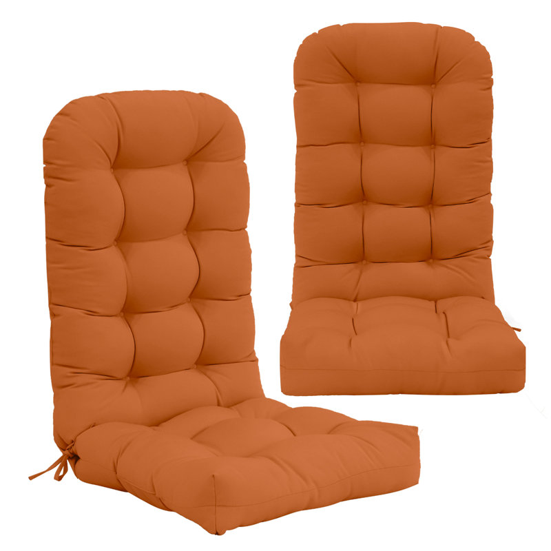 Outdoor Replacement Cushion Set  4.7" Thick High Back Seat / Back Cushions with Ties, Buckle (Set of 2), Orange