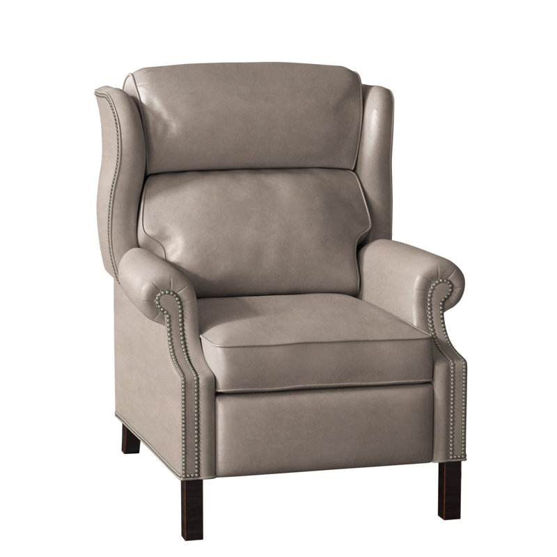 Fauteuil inclinable présidentiel, Étain, Plantation, Cuir véritable gris clair délavé Aline