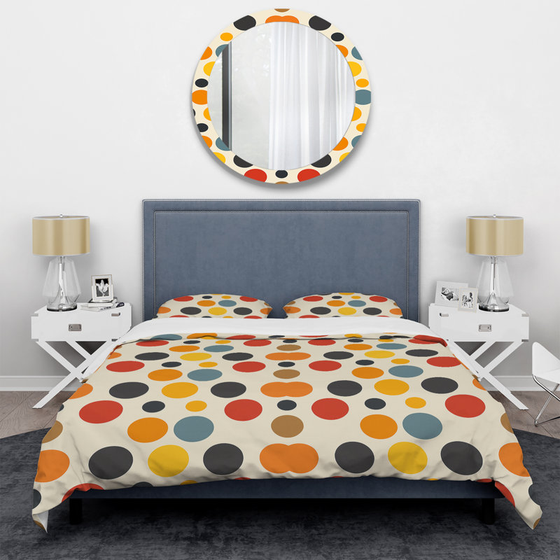 Ensemble de housse de couette à pois orange et vert V, Housse de couette très grand et 2 très grandes t
