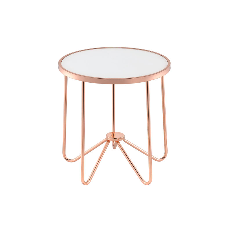Table de bout en verre givré et finition or rose Alivia
