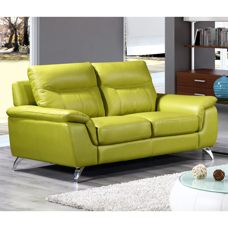 Lorrain Upholstered 66'' Loveseat, Green Leather Match