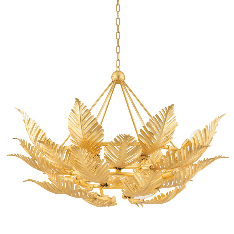 Gold Leaf 12-Light Indoor/Outdoor Tropical Chandelier