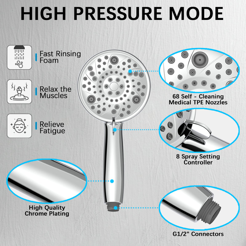 High Pressure 8-mode Handheld Shower Head