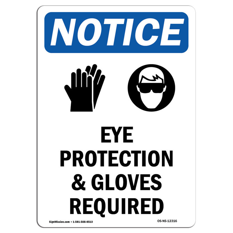 Protection oculaire et gants avec symbole