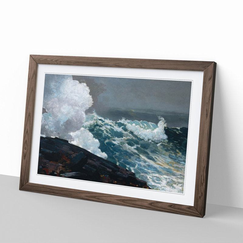 Northeaster by Winslow Homer - Picture Frame Painting, Walnut Framed, 27cm H x 36cm W x 2cm D