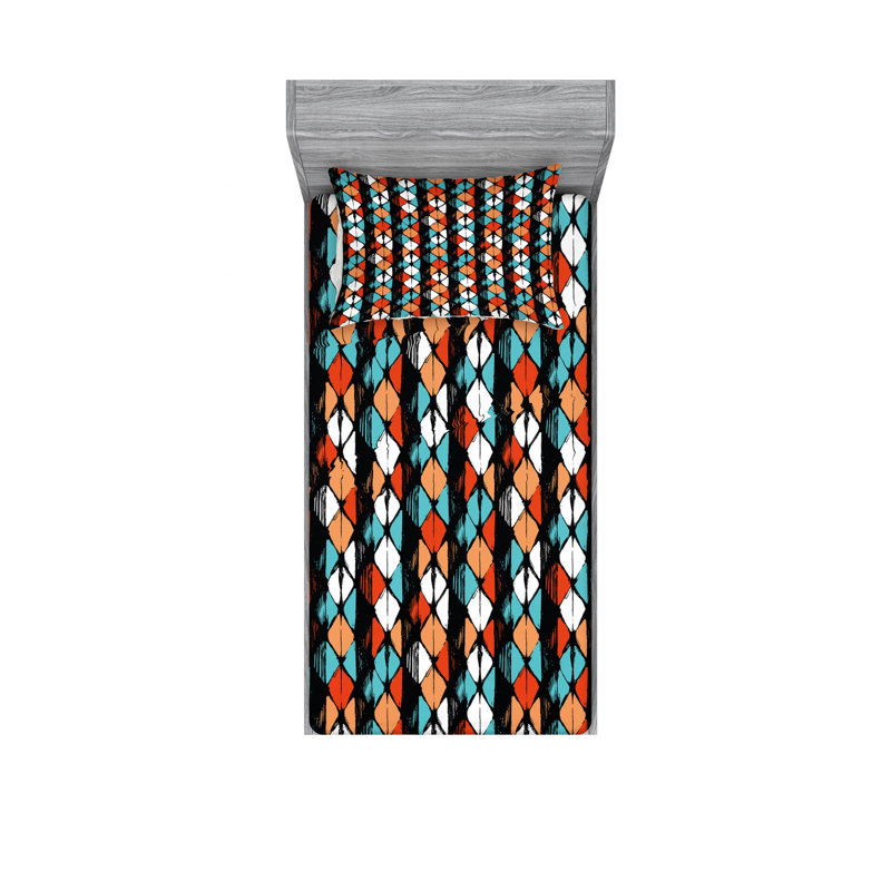 Microfiber Ikat Sheet Set, Twin XL Sheet Set with Fitted Sheet