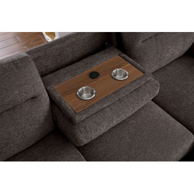 Kipling II 94-inch Brown Chenille Fabric Sleeper Sectional Sofa with Right-Facing Storage Chaise – L-Shaped Pull-Out Bed