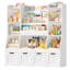 Bibliothèque pour enfants à 4 niveaux avec 4 tiroirs, bibliothèque de rangement en bois, blanc