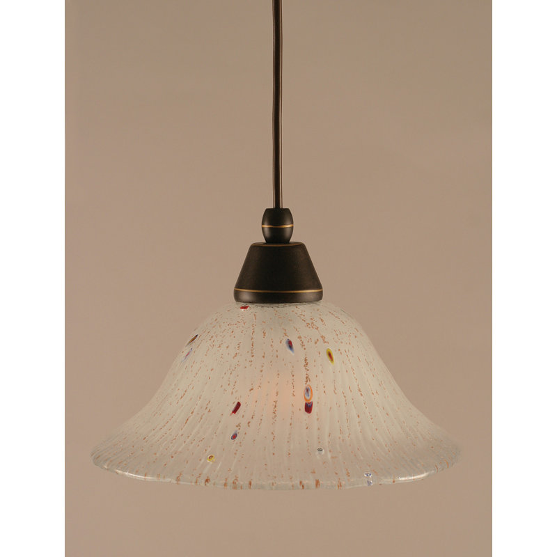 Cord Hung Mini Pendant Shown In Black Copper Finish With 10" Amber Crystal Glass, Chrome, 10" W, Frosted Crystal Glass