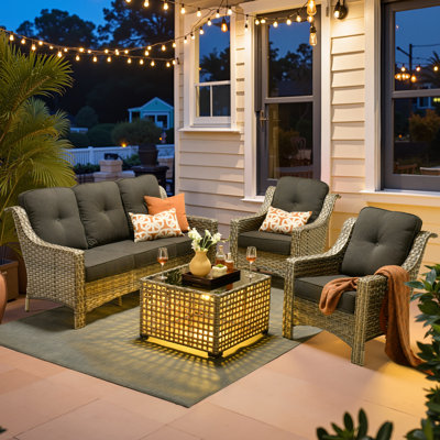 Emanuell 4 Piece Seating Group with Cushions by Red Barrel Studio