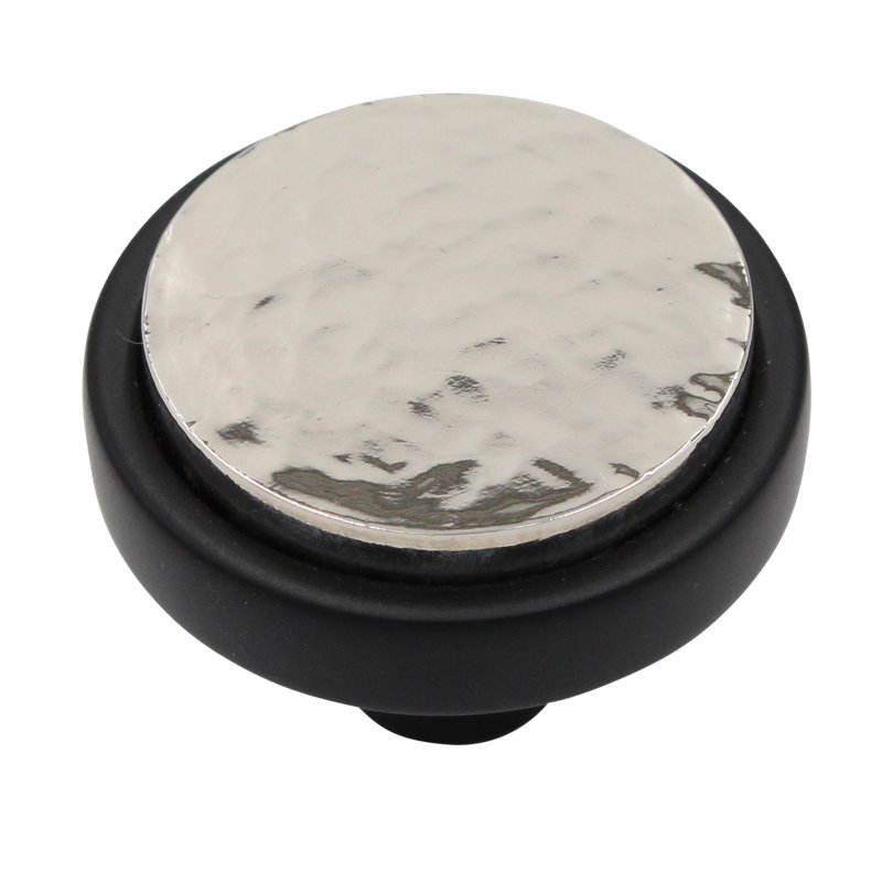 Poignée ronde de 1 1/2 po de diamètre, Noir mat / Nickel poli