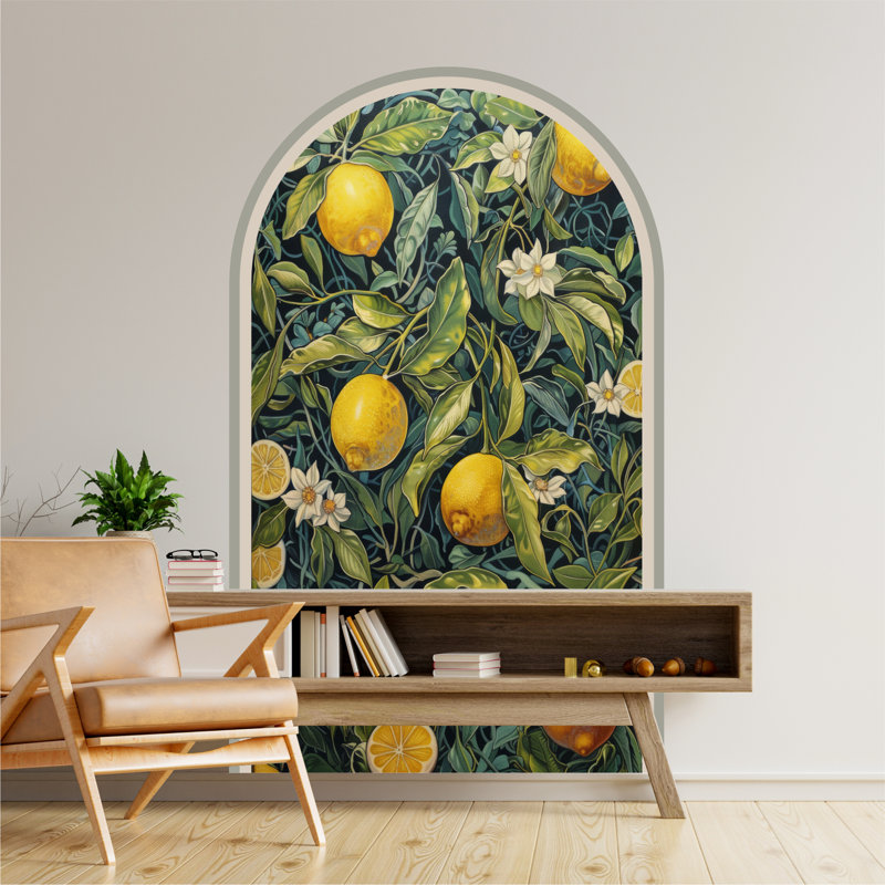 Papier peint botanique amovible Peel and Stick, peinture murale citrons pelez et collez, H 48 po x l 28 po