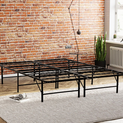 Metal Mattress Foundation Bed, King, Black, Structure, Ensures Support, Under Storage For A Clean Bedroom, Simple To Assemble In Minutes King Size Bed Frame, Black Foundation, Construction, Superior