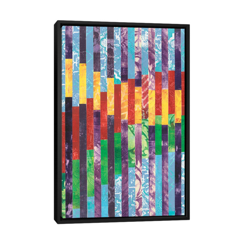 « quilted monoprints i », impression sur toile, H 26 po x l 18 po x P 1,5 po, Toile avec cadre noir, Pas de tapis