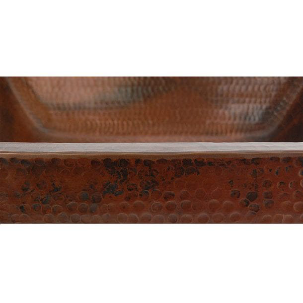 19" Rectangle Skirted Vessel Hammered Copper Sink