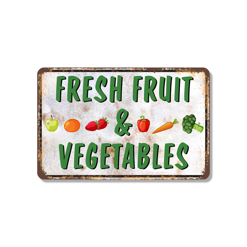 Panneau en plastique de fruits et légumes frais 8 po x 12 po