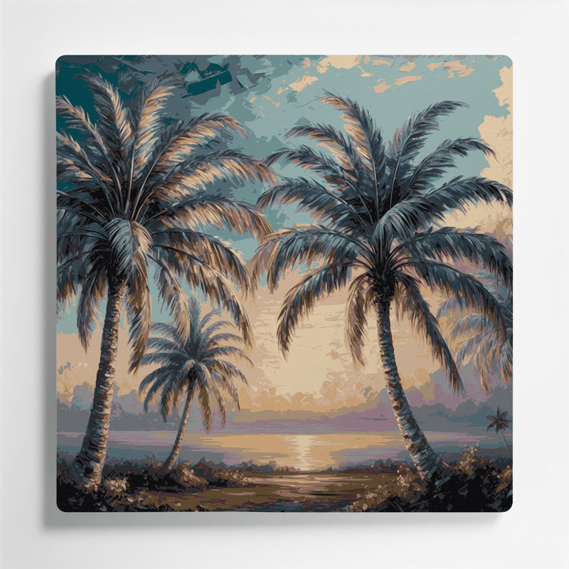«Hawaiian Royal Palm», art mural en métal noir, H 8 po x l 8 po