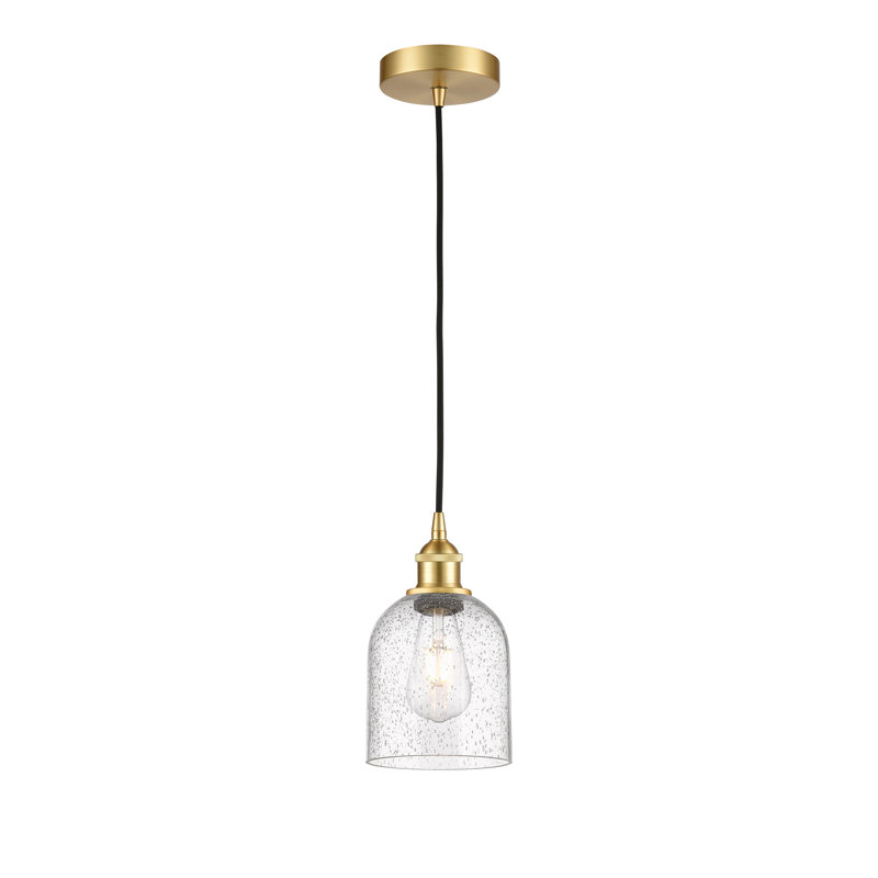Edison Anacaren 1 Light 6" Cord Hung Pendant-616-G558, Seedy, Satin Gold