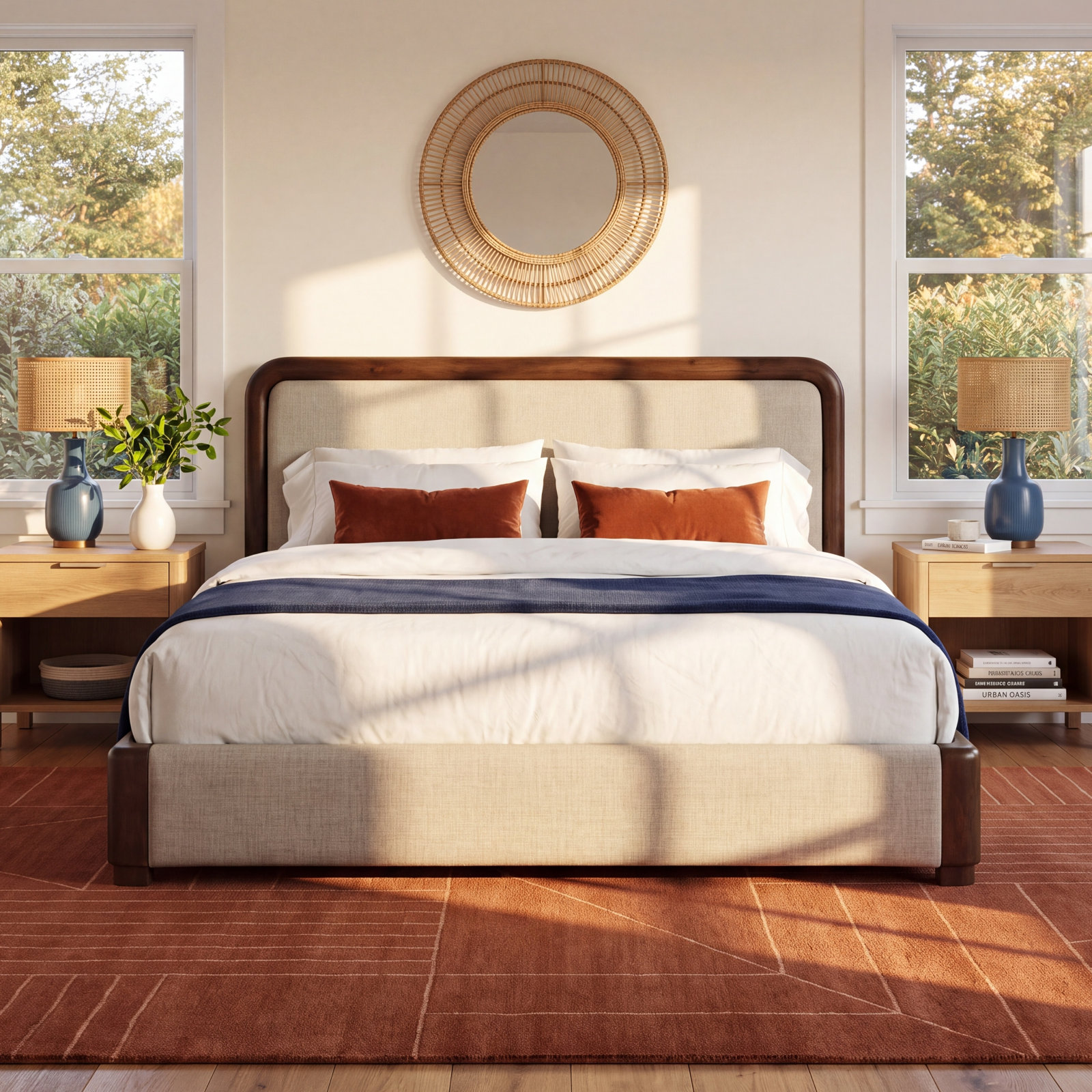 Yuki Linen Upholstered Sleigh Bed, King