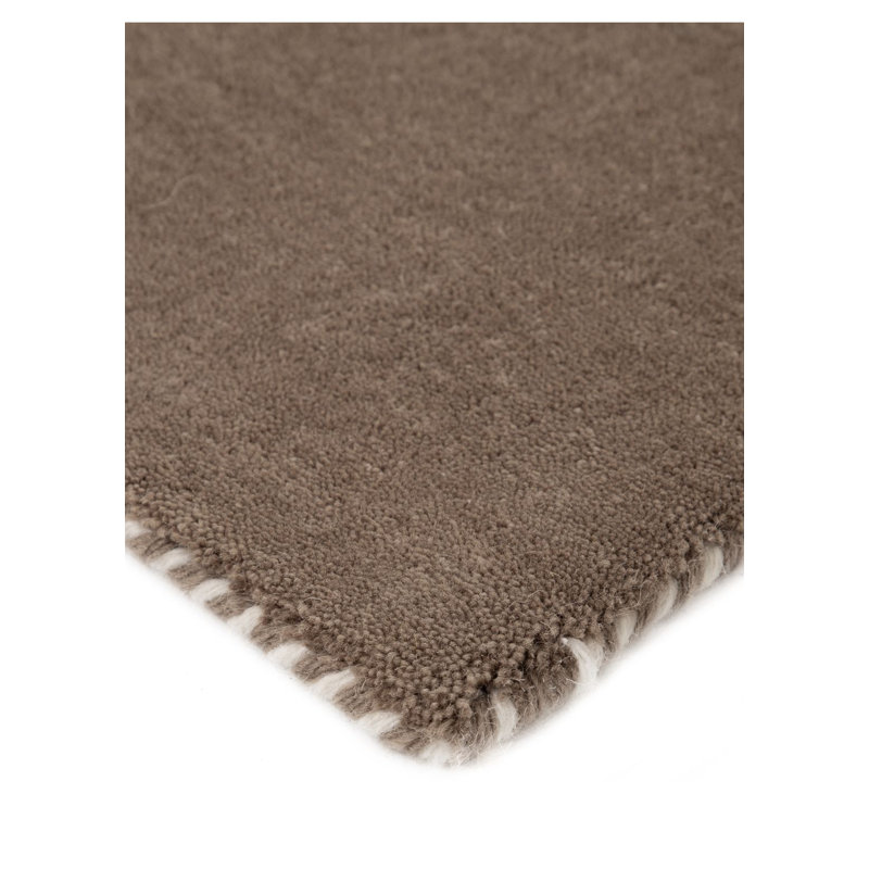 Solid Colour Wool Hand Woven Area Rug, Taupe, Runners 80 x 300 cm