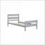 Lit plateforme simple en bois d'hévéa - aucun sommier requis, rangement sous le lit, gris pour les petits espaces-437775195