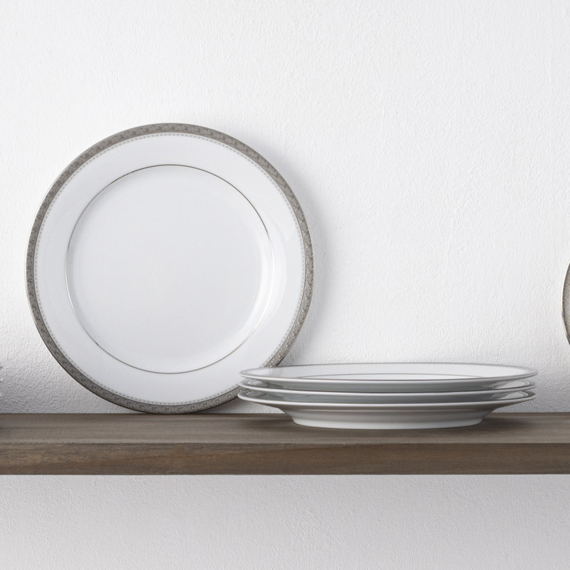 Assiettes à salade Noritake Charlotta, 8 1/4 po, Platine