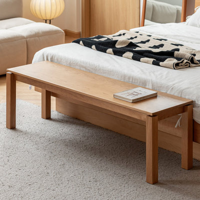 59.05"Width Solid Wood Cherry Bench  - Ultra-Wide Entryway Bench For Dining Room, Bedroom & Living Room