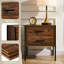 Oscar 2 Drawer Industrial Bedside Table Bedroom Storage Cabinet With Metal Frame-1096430111