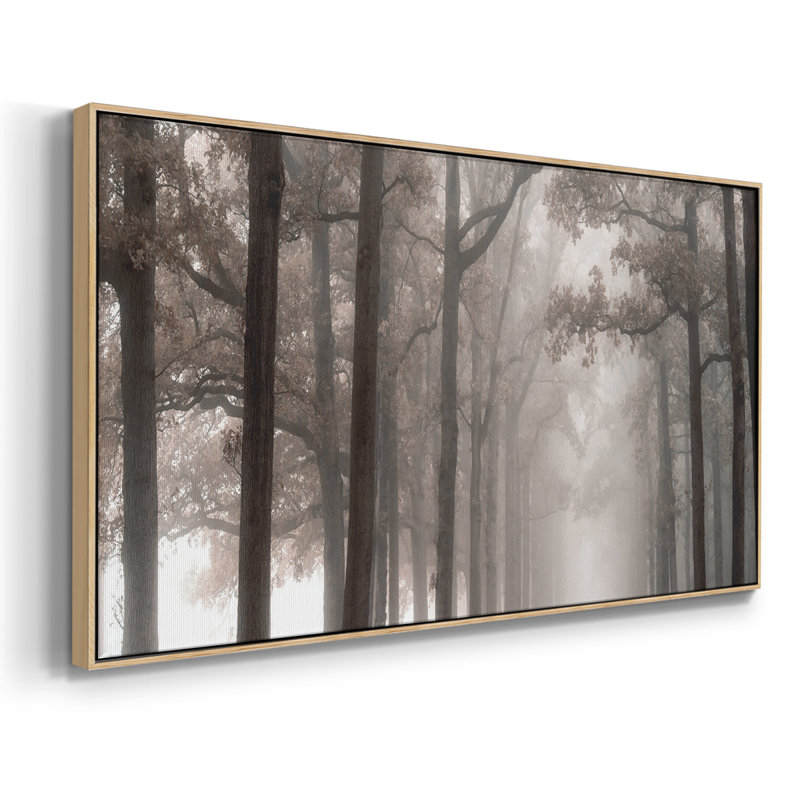 Misty Road - Toile tendue avec châssis encadré - Prêt à être accroché, H 21 po x l 41 po, Naturel