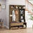 Multi-Purpose Hallway Hall Tree With Removable Linen Cushioned Entryway Bench-737178611
