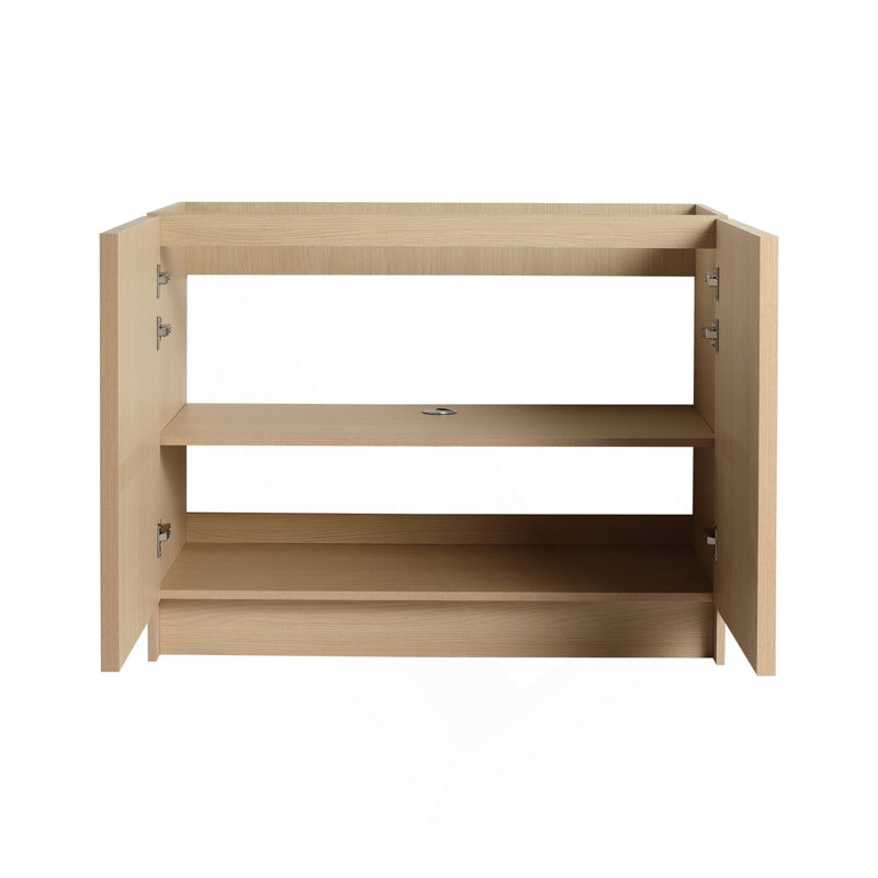 Meuble-lavabo autoportant 42 po et 2 portes d'armoire à fermeture en douceur, contreplaqué, chêne Dune (KD-PACKING)
