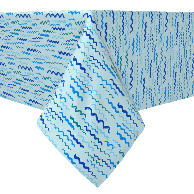 Rectangular Tablecloth, 100% Cotton, 60x84", Nautical Doodle Waves