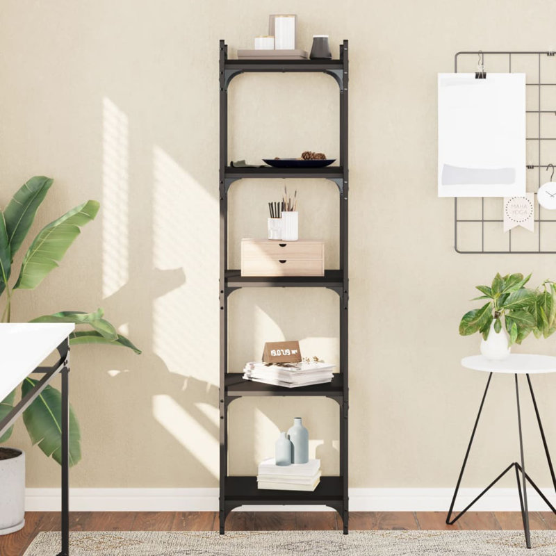Tymarius Bookcase, Black, (5 Shelves) 61" H x 16" W x 12" D