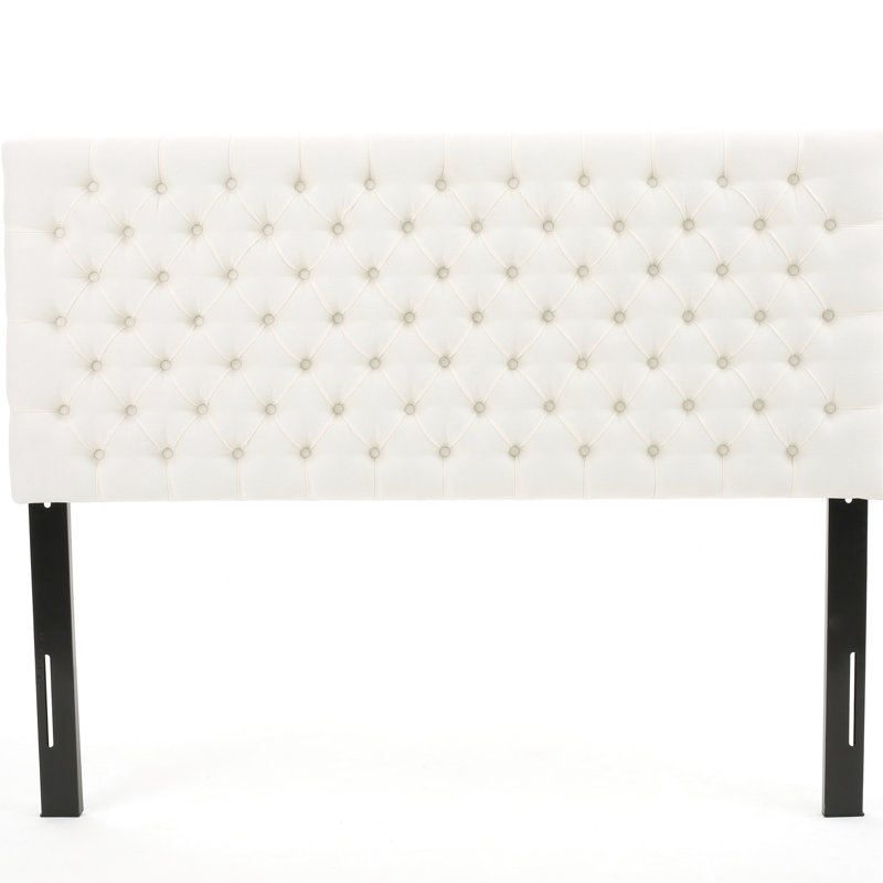 Modern Headboard For Queen Bed, With Diamond Detailing And Upholstered Finish Size In , A Elegant Appeal, Ivory