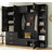 (Black) American Style 4-in-1 Hall Tree with Padded Bench 4 Hooks and Adjustable Storage Shelves-710069603