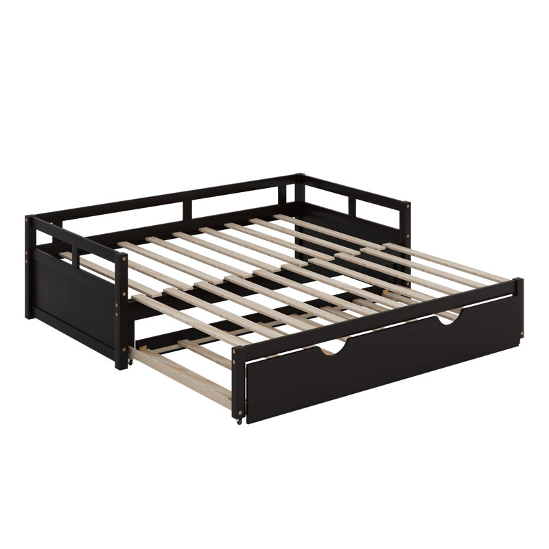 Twin Extending Daybed With Trundle, Wooden Daybed With Trundle, Espresso